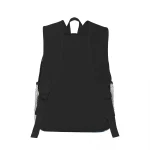 Schwarzer Rucksack mit mehreren Fächern, ideal für Wissenschafts- und Technikliebhaber, perfekt für den Alltag oder den Schulgebrauch.
