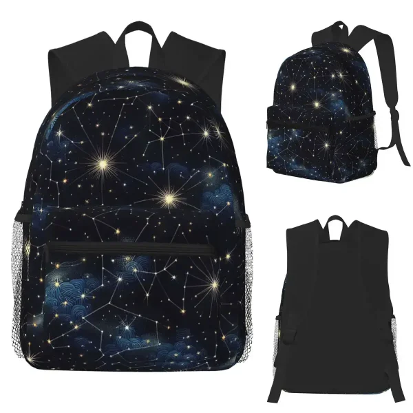 Rucksack mit Sternenhimmel-Design, ideal für Schule und Freizeit, mit robusten Trägern und viel Stauraum, inspiriert von kosmischer Galaxie.