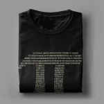 Schwarzes T-Shirt mit weißen wissenschaftlichen Zahlen und Formeln, perfekt für Wissenschafts- und Technikliebhaber.