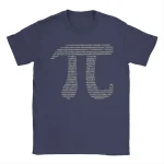 Dunkelblaues T-Shirt mit wissenschaftlichem Zahlenmuster, das eine kreative Darstellung von Daten oder Codes zeigt. Perfekt für Wissenschafts- und Technikliebhaber.