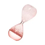 Transparentes Sanduhr-Experiment mit schwebendem Sand, zeigt die Schwerkraft und den Fluss von Partikeln in einer wissenschaftlichen Dekoration.