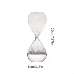 Sanduhr aus Glas mit weißem Sand, ideal für wissenschaftliche Dekorationen und Lernzwecke.