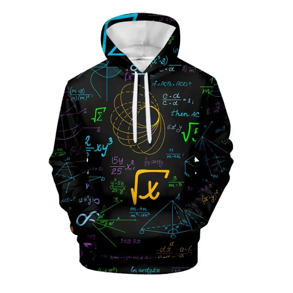 Hoodie mit wissenschaftlichen Formeln und mathematischen Symbolen, ideal für Wissenschafts- und Mathe-Enthusiasten.