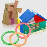 Kreatives Spielzeug mit Windmühle und bunten Ringen, ideal für Kinder zum Spielen und Lernen. Perfekt für pädagogische Aktivitäten und kreative Beschäftigung.