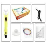 Kreativer 3D-Druckstift mit bunten Filamenten, Netzteil, Bedienungsanleitung und Zubehör für wissenschaftliche und dekorative Anwendungen. Perfekt für Bildung und DIY-Projekte.