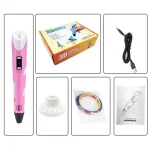 Kreativer 3D-Druckstift mit farbigem Filament, USB-Kabel, Bedienungsanleitung und Zubehör für DIY-Kunstwerke und innovative Bastelideen.