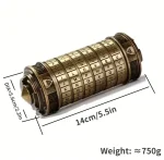 Vintage-Schlüssel-Schraubenschlüssel mit rotierendem Zahlencode, ideal für Dekorationen und wissenschaftliche Sammlerstücke. Maße: 14 cm lang, Gewicht ca. 750 g.