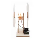 Wissenschaftliches Experimentiergerät mit Rotor, Holzrahmen und Batteriefach, ideal für Bildungszwecke und wissenschaftliche Demonstrationen.