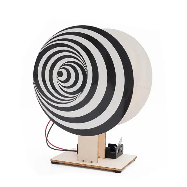 Wissenschaftliches Optik-Experiment mit spiralförmigem Muster, das optische Täuschung und visuelle Effekte zeigt. Perfekt für Dekorationen und wissenschaftliche Demonstrationen.