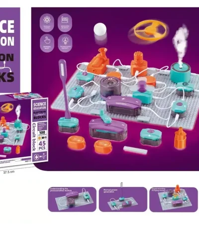 Bildungselektronikspiel für Kinder ab 6 Jahren, bestehend aus 45 Teilen, um spielerisch Elektrizität zu lernen.