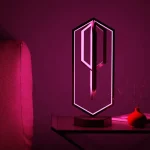 Neon-Illuminierter Kerzenhalter mit geometrischem Design, ideal für moderne Dekorationen.