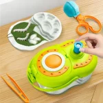 Buntes wissenschaftliches Experimentierset mit verschiedenen Werkzeugen und Modellen für Kinder zum Lernen und Spielen.