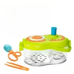 Buntes Wasserfilter-Spielzeugset für Kinder mit verschiedenen Zubehörteilen, ideal für spielerisches Lernen über Wasserreinigung und Wissenschaft.