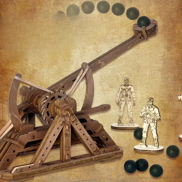 Klassisches Schwerkraftspielzeug mit Holzmechanismus und schwarzen Kugeln, ideal für Wissenschafts- und Dekorationszwecke.
