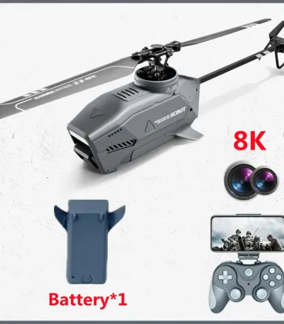 Ferngesteuerter Helikopter mit Kamera, 8K Auflösung, inklusive Batterie, Smartphone-Halterung und Steuerung, ideal für Luftaufnahmen und Hobbyfliegen.