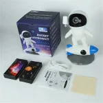Spielzeug-Raumschiff mit Astronautenfigur, Projektor, USB-Kabel, Anleitung und Zubehör, ideal für Kinder, wissenschaftliches Lernspielzeug, interaktives Science-Gadget.