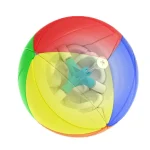 Bunter wissenschaftlicher Ball mit transparentem Gehäuse und sichtbaren inneren Komponenten, ideal für Bildungs- und Dekorationszwecke.