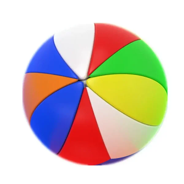 Bunter Strandball mit rot, blau, grün, gelb, orange und weiß, ideal für Strand und Pool.