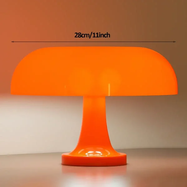 Moderne orangefarbene Blumenlampe aus Kunststoff, 28 cm groß, ideal für Dekoration und Beleuchtung in Wohnräumen.