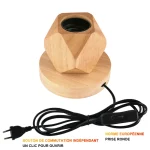 Dekorative Holzlampe im geometrischen Design, ideal für wissenschaftliche oder moderne Raumdekorationen, mit Netzteil und Schalter.