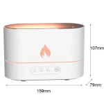 Moderner Luftbefeuchter mit LED-Feuer-Design, kompakt und stilvoll, ideal für Zuhause oder Büro, mit Touch-Bedienung und Timer-Funktion.