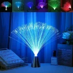 Modernes Lichtkunst-Objekt mit leuchtenden LED-Strahlen in Blau, ideal für Dekoration und wissenschaftliche Gadgets.