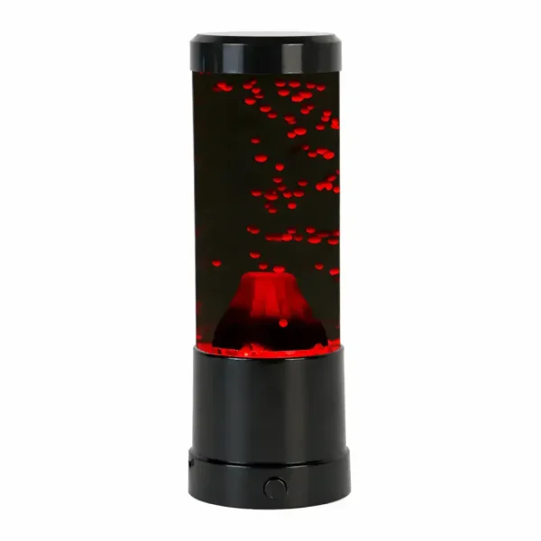 Tischlampe inspiriert von einem ausbrechenden Vulkan mit roten Lichteffekten, ideal für eine originelle und moderne Dekoration.