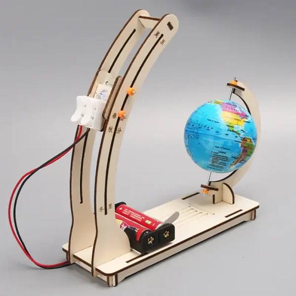 Holz-Himmelsglobus mit Messgerät und Batterie, ideal für wissenschaftliche und pädagogische Anwendungen.