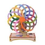 Bunte Luftkugelbahn mit farbigen Ringen, ideal für wissenschaftliche Experimente und Dekorationen.