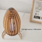 Dekoratives Holzmodell mit LED-Lichtquelle und USB-Anschluss, ideal für wissenschaftliche Dekorationen und moderne Raumgestaltung.