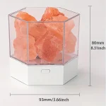 Dekorativer Stein-Display mit LED-Beleuchtung, ideal für wissenschaftliche Dekorationen und moderne Inneneinrichtung, Maße 80mm x 93mm.