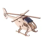 Detailliertes Holzmodell eines Helikopters mit beweglichen Rotorblättern, ideal für Wissenschafts- und Dekorationszwecke.