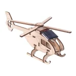 Detailliertes Holzmodell eines Hubschraubers mit Rotoren und Fahrgestell, ideal für Wissenschafts- und Dekorationszwecke.