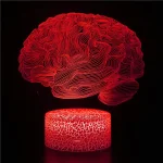 Leuchtende Gehirn-Illusionsskulptur in Rot, die komplexe neuronale Strukturen darstellt, ideal für wissenschaftliche Dekorationen und moderne Kunst.