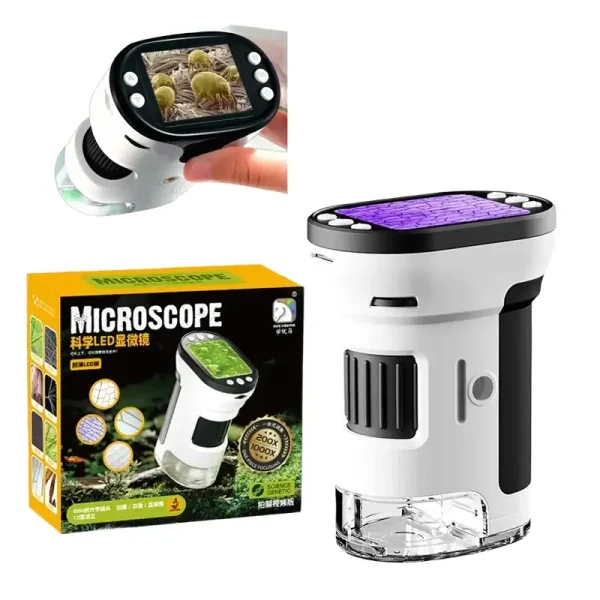 Hochwertiges Mikroskop mit LED-Beleuchtung, ideal für wissenschaftliche Experimente und Bildungszwecke. Perfekt für Hobbyforscher und Schüler, um kleine Objekte detailliert zu untersuchen.