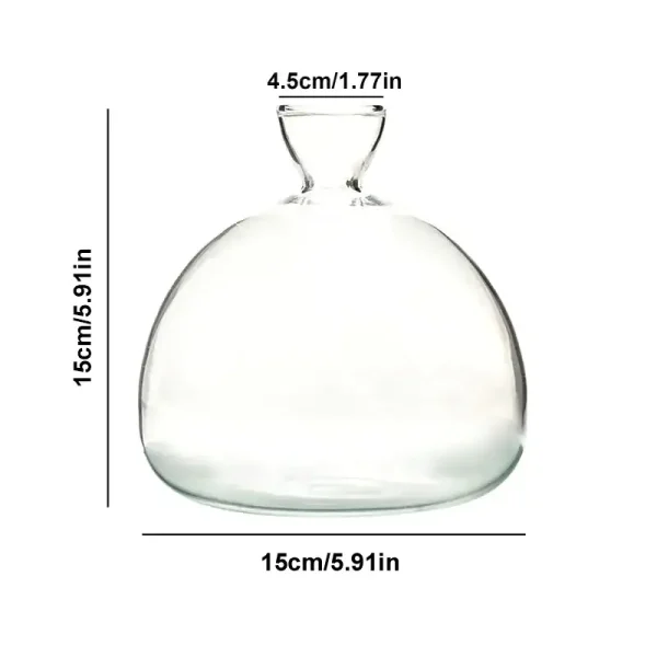 Klare Glasflasche mit Messskala, ideal für wissenschaftliche Experimente und Dekorationen, transparentes Design, Maße: 15 cm hoch, 15 cm breit, 4,5 cm Durchmesser.