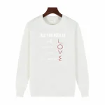 Weißes Sweatshirt mit mathematischen Motiven und dem Text "All you need is love" in Rot, perfekt für Wissenschafts- und Mathematikliebhaber.
