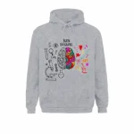Hoodie mit buntem Gehirndesign und wissenschaftlichen Elementen, perfekt für Neurowissenschafts- und Kunstliebhaber.