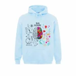 Kapuzenjacke mit buntem Gehirndesign und wissenschaftlichen Elementen, ideal für Wissenschafts- und Kunstliebhaber.