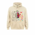 Neuroscience-Hoodie mit bunter Gehirnillustration und künstlerischen Elementen, perfekt für Wissenschafts- und Kunstliebhaber.