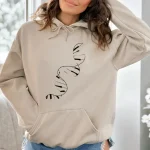 Beiger Kapuzenpullover mit stilisiertem DNA-Muster, perfekt für Wissenschafts- und lässige Modebegeisterte.
