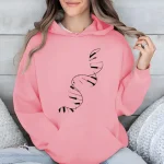 Rosa Kapuzenpullover mit schwarzem Doppelhelix-DNA-Muster, perfekt für Wissenschafts- und Modebegeisterte.