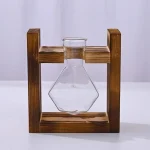 Klarer, chemischer Laborexperiment-Glasbehälter in Holzrahmen, ideal für wissenschaftliche Dekorationen und Lehrzwecke.