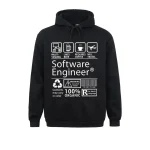Schwarzer Kapuzenpullover mit Mustern zur Informatik und Programmierung, ideal für Technologie- und Softwareentwicklungsbegeisterte.