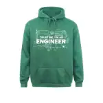 Grüner Hoodie mit Ingenieur-Design, wissenschaftlichen Symbolen und dem Text "Trust me, I'm an Engineer" für Technik- und Wissenschaftsbegeisterte.