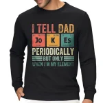 Schwarzes Sweatshirt mit wissenschaftlichem Witz über das Periodensystem, mit dem Text "Ich sage es Papa" mit chemischen Elementen und einem humorvollen Touch für Wissenschaftsliebhaber.