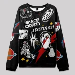 Cooler Weltraum-Print Pullover mit Astronaut, Galaxien und Sternen, ideal für Science-Fans und Astronomie-Liebhaber.