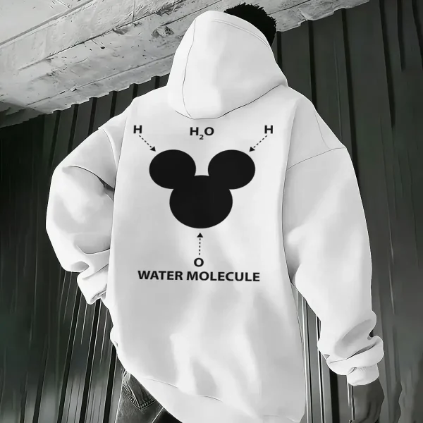 Kapuzenkleidung mit Wasserstoffmolekül-Illustration, Symbol für Wissenschaft und Forschung. Perfekt für Wissenschaftsbegeisterte oder als lehrreiches Geschenk.