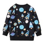 Kinderjacke mit Weltraummotiv, Planeten und Raketen.