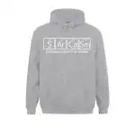 Grauer Hoodie mit chemischer Elementen-Design, das die humorvollen Grundelemente des Humors in der Chemie zeigt. Perfekt für Wissenschafts- und Chemie-Enthusiasten.